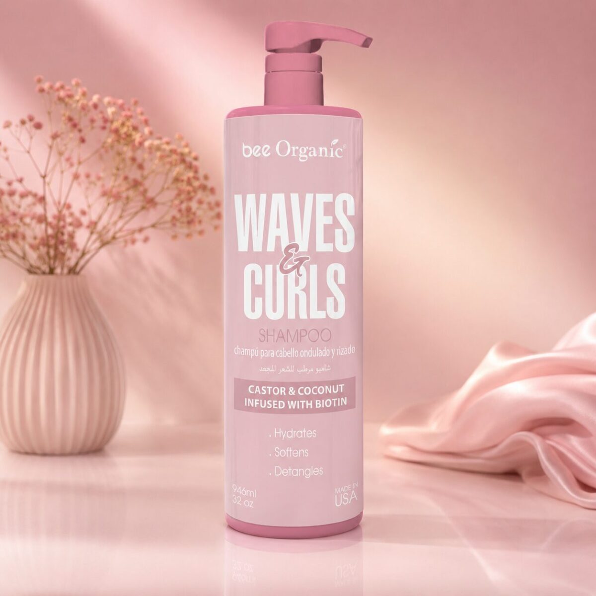 Copy of 3d 25300 Waves & Curls Shampoo 32oz 946ml (Pump Front)